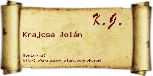 Krajcsa Jolán névjegykártya